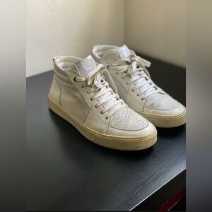 Yves Saint Laurent YSL White Malibu Leather High Top Sneakers size 43 1/2